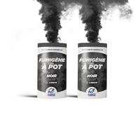 PLANETE FUMIGENE Lot de 2 Fumigènes en Pot 2 MINUTES couleur Noir - Allumage à mèche, durée 120 secondes, fumigene couleur à poser au Sol - fumigene pot au sol Catégorie F1 - LIVRAISON 24/48H