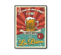 Planetee Affiche Lancer de Marteau et Bière | Poster Décoration Murale Qualité Premium | Cadeau humour alcool et sport pour Fans de lancer de marteau A4