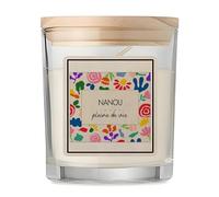 Planetee Bougie Parfumée Vanille Nanou Pleine de Vie Design Style Pop Art Vintage- Pot Verre Couvercle Bambou Décoration Maison Idée Cadeau Originale Femme Maman Anniversaire Noël