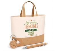 Planetee Cadeau Vraies Héroines Petite-filles | Coffret Kit Remerciement Femme Sac en Jute avec Porte-clés et Stylo Gravé