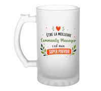 Planetee Chope de bière meilleure Community Manager Super pouvoir Idée Cadeau Crémaillère