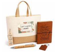 Planetee Coffret Cadeau Expert Comptable Adorée | Sac Cabas Coton et Jute 18 L, Carnet, Stylo Bambou, Porte-Clés, Marque-Page | 5 Pièces Gravées | Anniversaire Noël