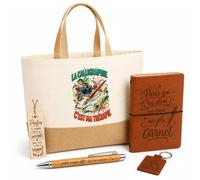 Planetee Coffret Cadeau La Calligraphie C'est Ma Thérapie | Sac Cabas Coton et Jute 18 L, Carnet, Stylo Bambou, Porte-Clés, Marque-Page | 5 Pièces Gravées | Anniversaire Noël
