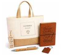 Planetee Coffret Cadeau Victoria Éternelle | Sac Cabas Coton et Jute 18 L, Carnet, Stylo Bambou, Porte-Clés, Marque-Page | 5 Pièces Gravées | Anniversaire Noël