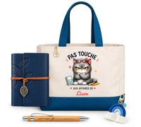 Planetee Coffret Sac Shopping Lison | Cabas Coton 27 L, Carnet Similicuir, Stylo Bambou, Porte-Clés, Trombone | 5 Pièces | Cadeau Noël Femme Anniversaire Fête Original