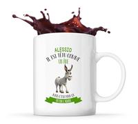 Planetee Mug Alessio il est têtu comme un âne mais c'est pour ça qu'on l'adore | Tasse en Céramique 330 ml Recto Verso Passe au Lave-Vaisselle | Café Thé Bureau Maison