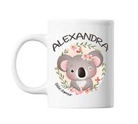 Planetee Mug Alexandra Bébé d'Amour Koala | Tasse Prénom Idée Cadeau Humour Mignon pour Enfant Fille | Imprimé en France