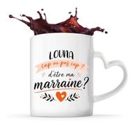 Planetee Mug anse coeurLouna cap d'être ma marraine 2 Cadeau Annonce Grossesse