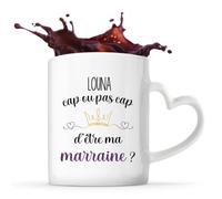 Planetee Mug anse coeurLouna cap Marraine 2 Cadeau Annonce Grossesse