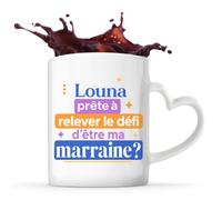 Planetee Mug anse coeurLouna Défi Marraine 2 Cadeau Annonce Grossesse