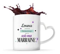 Planetee Mug anse coeurLouna sois ma Marraine Cadeau Annonce Grossesse