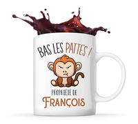 Planetee Mug François Bas les pattes Singe | Tasse Originale Cadeau Anniversaire Noël Humour fête des pères