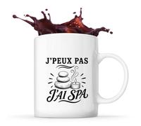 Planetee Mug J’peux pas j’ai Spa J'peux pas minimaliste | Tasse en Céramique 330 ml Recto Verso Passe au Lave-Vaisselle | Café Thé Bureau Maison | Cadeau Collègue Anniversaire Noël