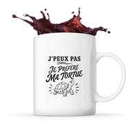 Planetee Mug J’peux pas je préfère ma Tortue J'peux pas minimaliste | Tasse en Céramique 330 ml Recto Verso Passe au Lave-Vaisselle | Café Thé Bureau Maison | Cadeau Collègue Anniversaire Noël