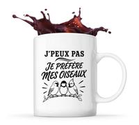 Planetee Mug J’peux pas je préfère mes Oiseaux J'peux pas minimaliste | Tasse en Céramique 330 ml Recto Verso Passe au Lave-Vaisselle | Café Thé Bureau Maison | Cadeau Collègue Anniversaire Noël