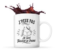 Planetee Mug J’peux pas je suis Tailleur de pierre J'peux pas minimaliste | Tasse en Céramique 330 ml Recto Verso Passe au Lave-Vaisselle | Café Thé Bureau Maison | Cadeau Collègue Anniversaire Noël