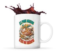 Planetee Mug Le pain maison c'est ma thérapie | Tasse en Céramique 330 ml Recto Verso Passe au Lave-Vaisselle | Café Thé Bureau Maison | Cadeau Collègue Anniversaire Noël