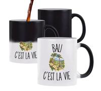 Planetee Mug Magique Bali c’est la vie | Tasse Thermosensible, le Motif Apparaît à la Chaleur, Céramique 300 ml Recto Verso, Cadeau Voyageur Voyageuse Collègue