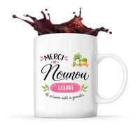Planetee Mug Merci Nounou Louna de m'avoir aidé à grandir | Agrément 2 Enfants, Cadeau Fin d'Année Nounou Assmat Assistante Maternelle Crèche, Cadeau de Remerciement