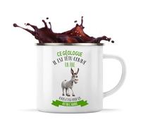 Planetee Mug Métal Émaillé Ce géologue il est têtu comme un âne mais c'est pour ça qu'on l'adore | Tasse de Camping 300 ml Recto Verso Passe au Lave-Vaisselle | Randonnée Bivouac Bureau