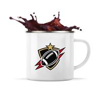 Planetee Mug Métal Émaillé Football américain | Tasse de Camping 300 ml Recto Verso Passe au Lave-Vaisselle | Randonnée Bivouac Bureau | Cadeau Homme Femme Anniversaire