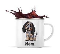 Planetee Mug Métal Émaillé Grand Bleu de Gascogne : Chibi | Tasse de Camping 300 ml Recto Verso Passe au Lave-Vaisselle | Randonnée Bivouac Bureau | Cadeau Propriétaire Chien Homme Femme Anniversaire
