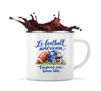 Planetee Mug Métal Émaillé Le football américain, toujours une bonne idée | Tasse de Camping 300 ml Recto Verso Passe au Lave-Vaisselle | Randonnée Bivouac Bureau