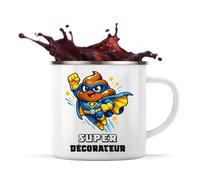 Planetee Mug Métal Émaillé Super décorateur | Tasse de Camping 300 ml Recto Verso Passe au Lave-Vaisselle | Randonnée Bivouac Bureau | Cadeau Homme Femme Anniversaire