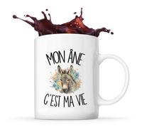 Planetee Mug Mon âne c'est ma vie | Tasse en Céramique 330 ml Recto Verso Passe au Lave-Vaisselle | Café Thé Bureau Maison | Cadeau Propriétaire Âne Collègue Anniversaire Noël