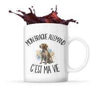 Planetee Mug Mon Braque Allemand c'est ma vie | Tasse en Céramique 330 ml Recto Verso Passe au Lave-Vaisselle | Café Thé Bureau Maison | Cadeau Propriétaire Chien Collègue Anniversaire Noël