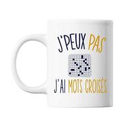 Planetee Mug Mots Croisés j'Peux Pas Blanc