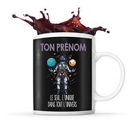 Planetee Mug prénom personnalisable Astronaute Univers | Tasse personnalisée humour fun et drôle pour idée cadeau originale
