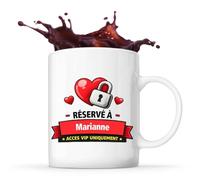Planetee Mug Réservé à Marianne - accès VIP uniquement | Tasse en Céramique 330 ml Recto Verso Passe au Lave-Vaisselle | Café Thé Bureau Maison
