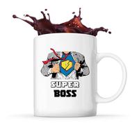 Planetee Mug Super Boss | Tasse Céramique Métier Collègue Cadeau Travail Boulot Départ Retraite