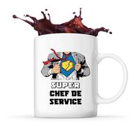 Planetee Mug Super Chef de service | Tasse Céramique Métier Collègue Cadeau Travail Boulot Départ Retraite