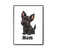 Planetee Poster Terrier Écossais : Chibi | Affiche Papier Photo 310 g Finition Perlée Format Taille A2 | Décoration Murale Salon Chambre Bureau | Cadeau Propriétaire Chien Crémaillère Anniversaire