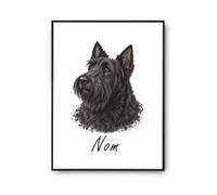 Planetee Poster Terrier Écossais : Portrait | Affiche Papier Photo 310 g Finition Perlée Format Taille A4 | Décoration Murale Salon Chambre Bureau | Cadeau Propriétaire Chien Crémaillère Anniversaire