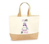 Planetee Sac 50 ans anniversaire licorne | Cabas de Plage Courses Coton et Toile de Jute Idée Cadeau