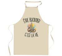 Planetee Tablier de Cuisine Être bijoutier c'est la vie | Coton 90 × 60 cm Cou Ajustable Nouage dans le Dos | Pâtisserie Barbecue Atelier | Cadeau Artisan D'art Homme Femme Fête des Pères