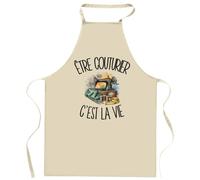 Planetee Tablier de Cuisine Être couturier c'est la vie | Coton 90 × 60 cm Cou Ajustable Nouage dans le Dos | Pâtisserie Barbecue Atelier | Cadeau Artisan Artisane Homme Femme Fête des Pères