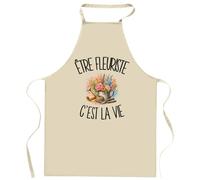 Planetee Tablier de Cuisine Être fleuriste c'est la vie | Coton 90 × 60 cm Cou Ajustable Nouage dans le Dos | Pâtisserie Barbecue Atelier | Cadeau Artisan Artisane Homme Femme Fête des Pères