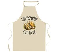 Planetee Tablier de Cuisine Être fromagère c'est la vie | Coton 90 × 60 cm Cou Ajustable Nouage dans le Dos | Pâtisserie Barbecue Atelier | Cadeau Artisan Artisane Homme Femme Fête des Pères