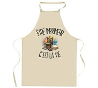 Planetee Tablier de Cuisine Être imprimeur c'est la vie | Coton 90 × 60 cm Cou Ajustable Nouage dans le Dos | Pâtisserie Barbecue Atelier | Cadeau Artisan Artisane Homme Femme Fête des Pères