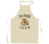 Planetee Tablier de Cuisine Être pâtissière c'est la vie | Coton 90 × 60 cm Cou Ajustable Nouage dans le Dos | Pâtisserie Barbecue Atelier | Cadeau Artisan Artisane Homme Femme Fête des Pères