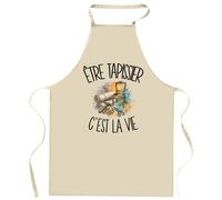 Planetee Tablier de Cuisine Être tapissier c'est la vie | Coton 90 × 60 cm Cou Ajustable Nouage dans le Dos | Pâtisserie Barbecue Atelier | Cadeau Artisan D'art Homme Femme Fête des Pères