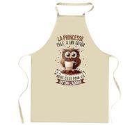 Planetee Tablier de cuisine La Princesse Chouette Café | Cadeau Original Humour pour Cuisinière Vêtement Blouse de protection Barbecue Jardinage Tablier de Travail Tâches ménagères