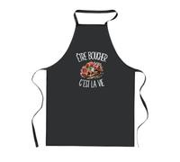 Planetee Tablier de Cuisine Noir Être boucher c'est la vie | Coton 90 × 60 cm Cou Ajustable Nouage dans le Dos | Pâtisserie Barbecue Atelier | Cadeau Artisan Homme Femme Fête des Pères