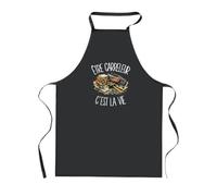 Planetee Tablier de Cuisine Noir Être carreleur c'est la vie | Coton 90 × 60 cm Cou Ajustable Nouage dans le Dos | Pâtisserie Barbecue Atelier | Cadeau Artisan Homme Femme Fête des Pères