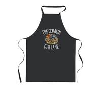 Planetee Tablier de Cuisine Noir Être couvreur c'est la vie | Coton 90 × 60 cm Cou Ajustable Nouage dans le Dos | Pâtisserie Barbecue Atelier | Cadeau Artisan Homme Femme Fête des Pères