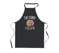 Planetee Tablier de Cuisine Noir Être fleuriste c'est la vie | Coton 90 × 60 cm Cou Ajustable Nouage dans le Dos | Pâtisserie Barbecue Atelier | Cadeau Artisan Artisane Homme Femme Fête des Pères